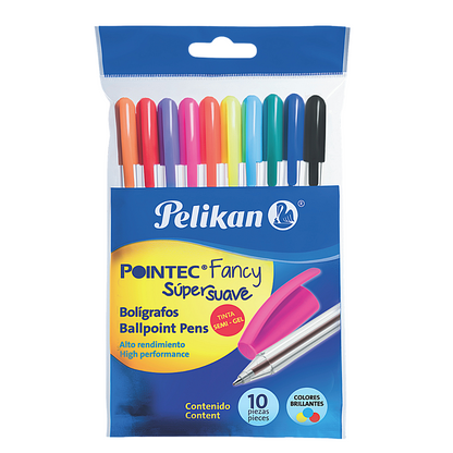 Plumas Bolígrafos Colores Semi Gel Pelikan Pointec Fancy 10 Piezas