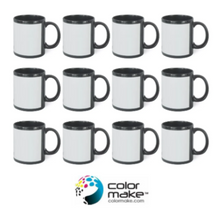 12 Pz Taza Negra Ventana Blanca 11 Oz Color Make Sublimar