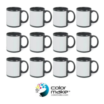 12 Pz Taza de cerámica 11 oz. Negra. Ventana blanca Color Make - Color Make - vista lateral