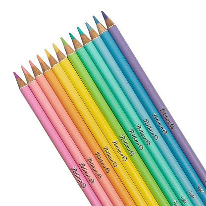 Lápices de Colores Pastel Redondos Largos 3.3mm Pelikan 12 Piezas