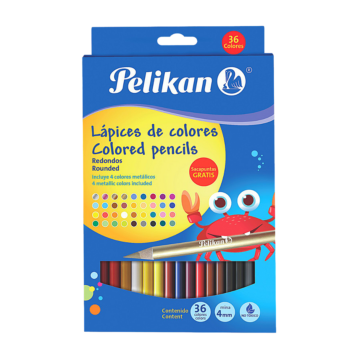 Caja Lápices Colores Redondos 4mm Pelikan 36 Piezas + Sacapuntas