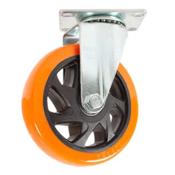 Rodaja PVC Naranja Giratoria Con Placa 5" Dogotuls