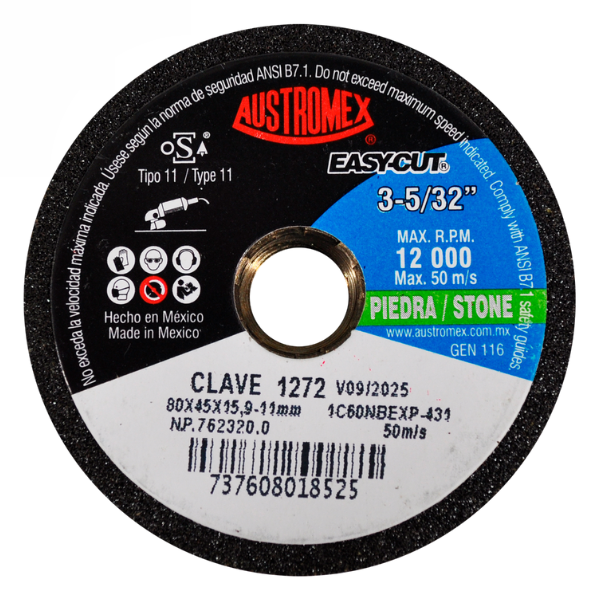 4 Piezas Copa Abrasiva Austromex Desbaste 80x45x15.9-11mm Grano 60