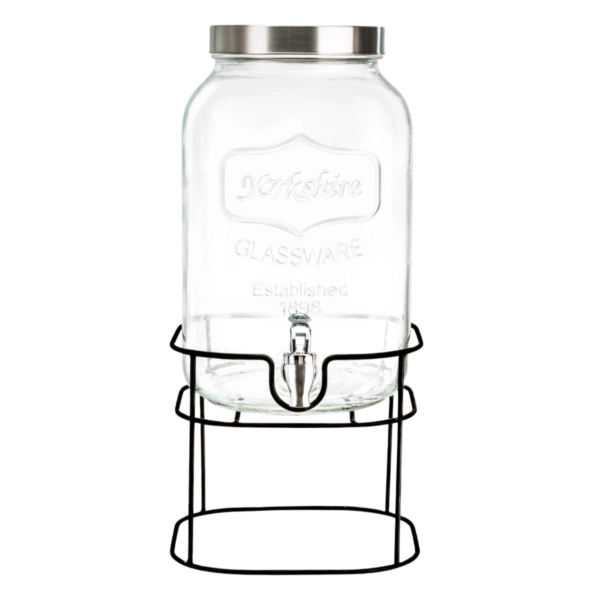 Kit Vitrolero 5 lt + 6 Tarros Mason Jar Asa Tapa Plata