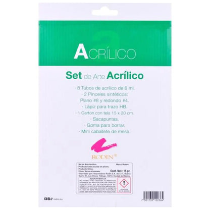 Set De Arte Acrilico Rodart 15 Piezas - RODART - empaque