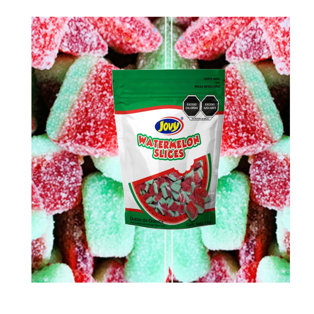 2 Pack Gomitas Rebana De Sandia Jovi 1kg C/u Acidita Y Dulce