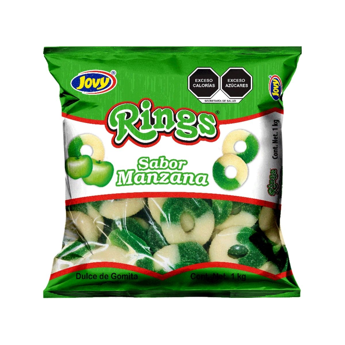 1 Kg Gomitas Aros Sabor Manzana Jovy Dulce Aciditas Rings