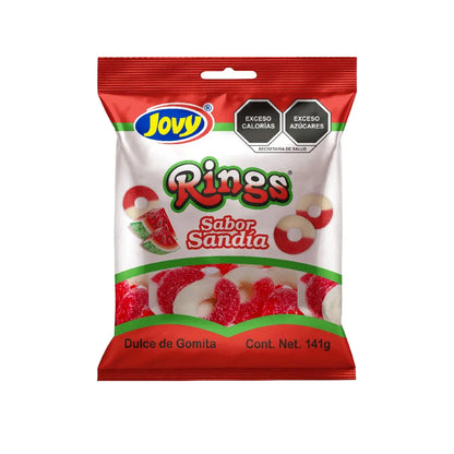 1 Kg Gomitas Ruedita Jovy Sabor Sandia Dulce Y Suave Rings - Jovy - vista lateral