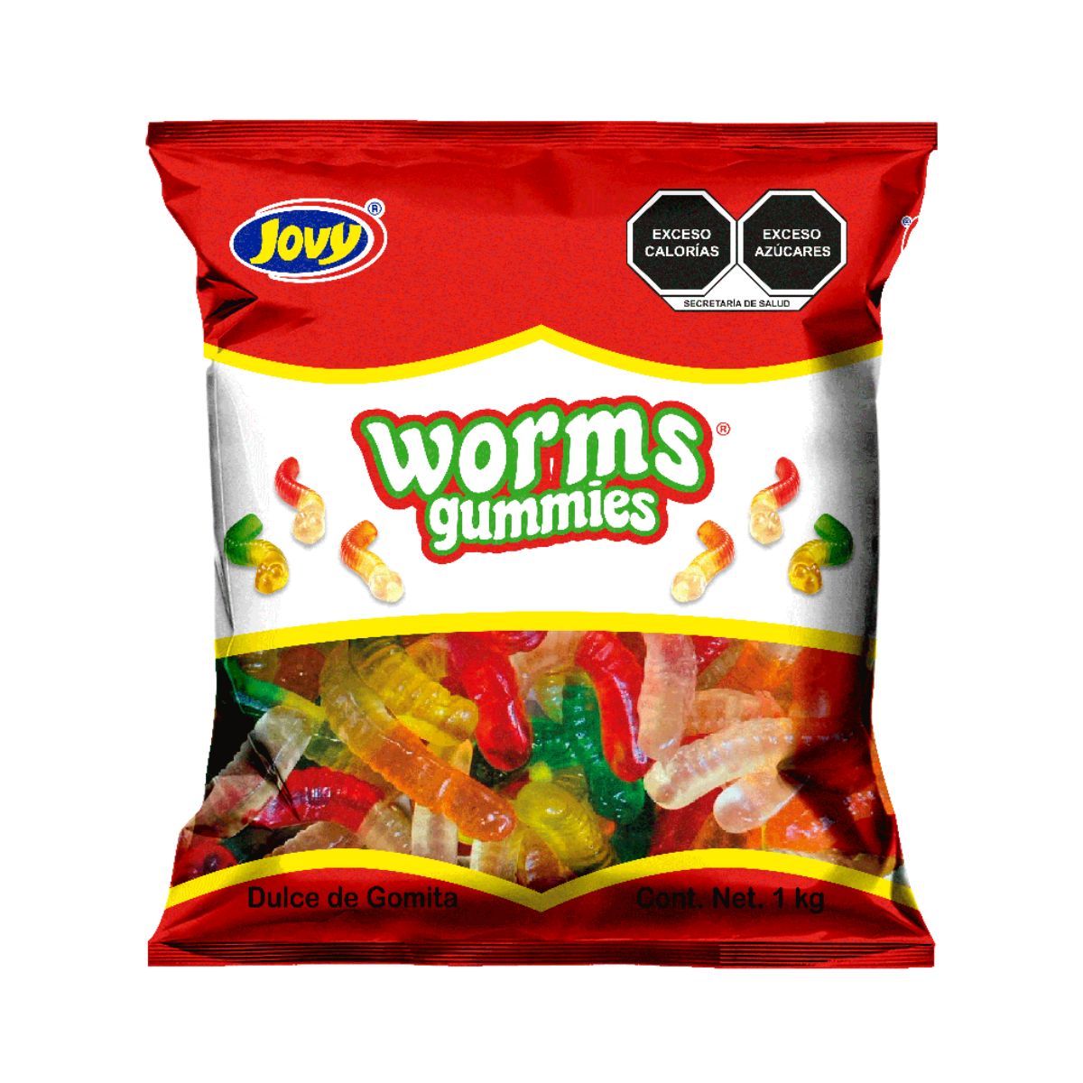 1 Kg Gomitas Lombrices Jovy Sabores Frutales Worms Gummies