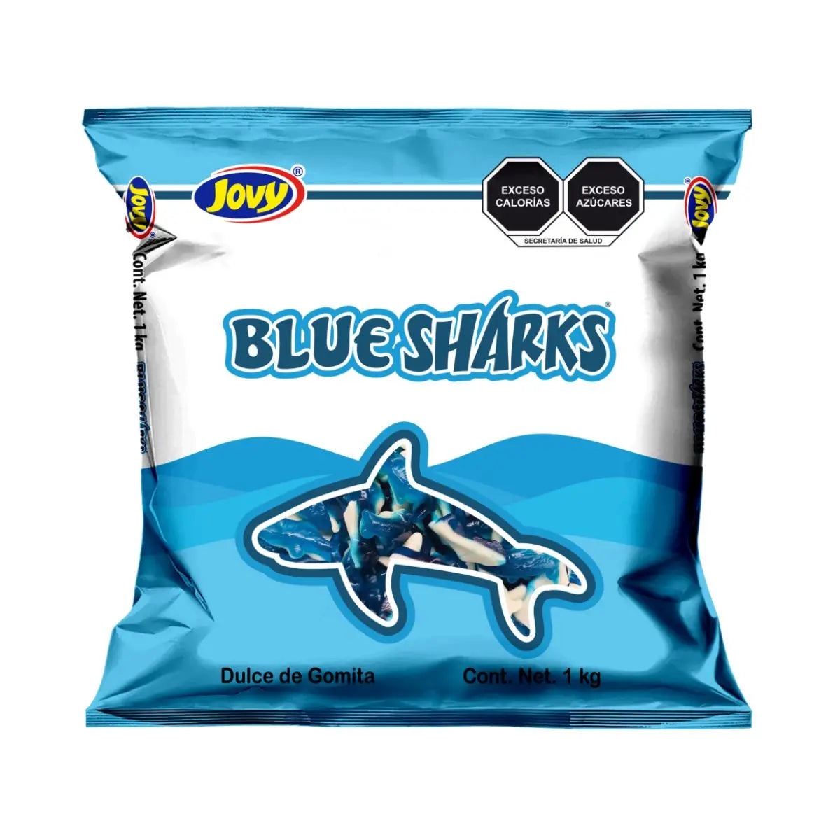 1 Kg Gomitas Tiburon Azul Jovy Sabor Mora Azul Textura Suave - Jovy - vista lateral