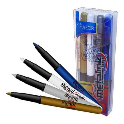 Marcadores Plumones Azor Metalicos Permanentes Punto Fino 4 Piezas