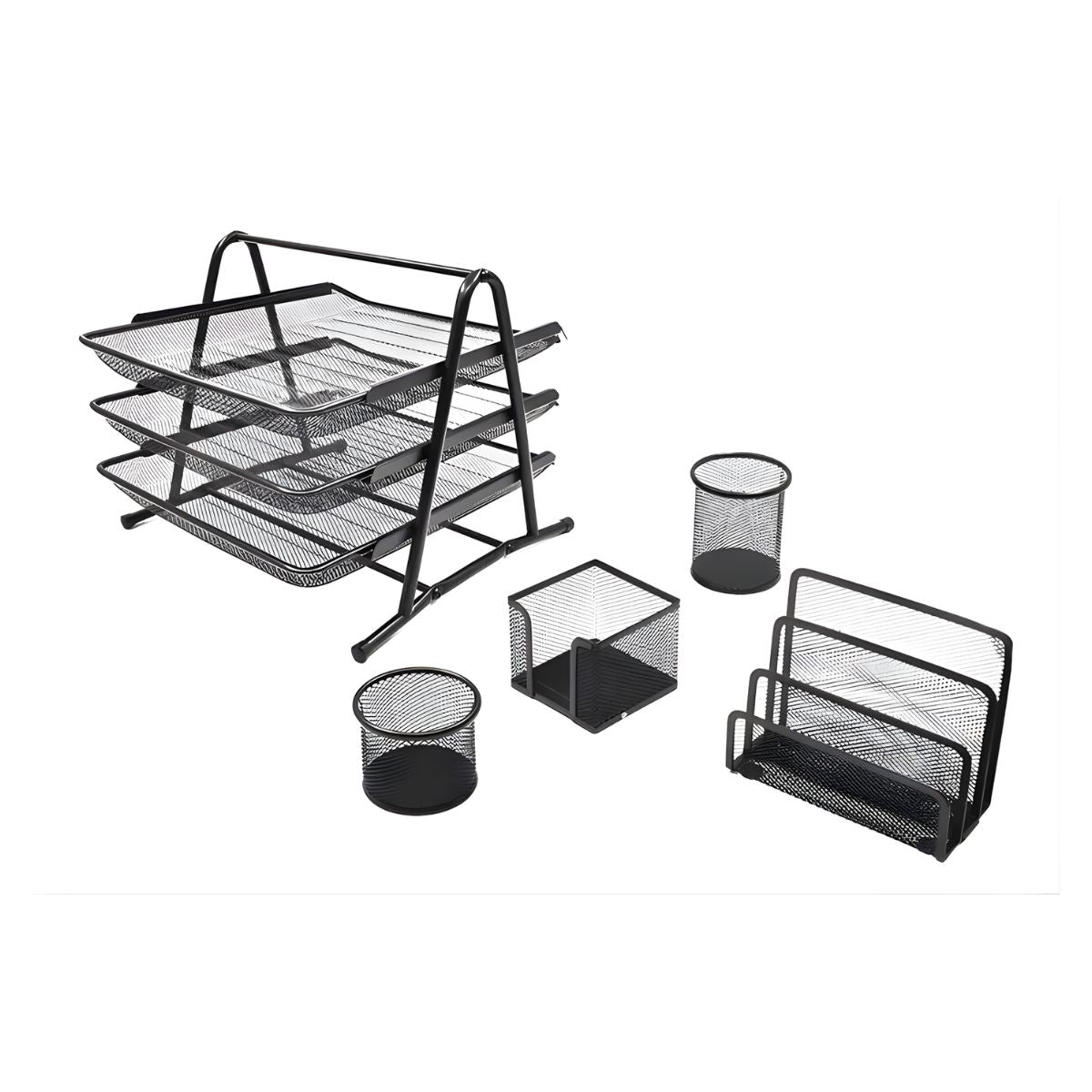 Juego Escritorio Malla Metalica Sablon Organizador