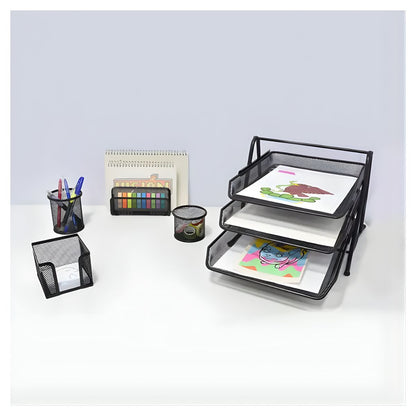 Juego Escritorio Malla Metalica Sablon Organizador