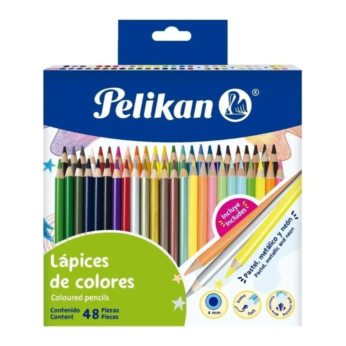 48 Pz Lapices Colores Pelikan Redondos 4 Mm