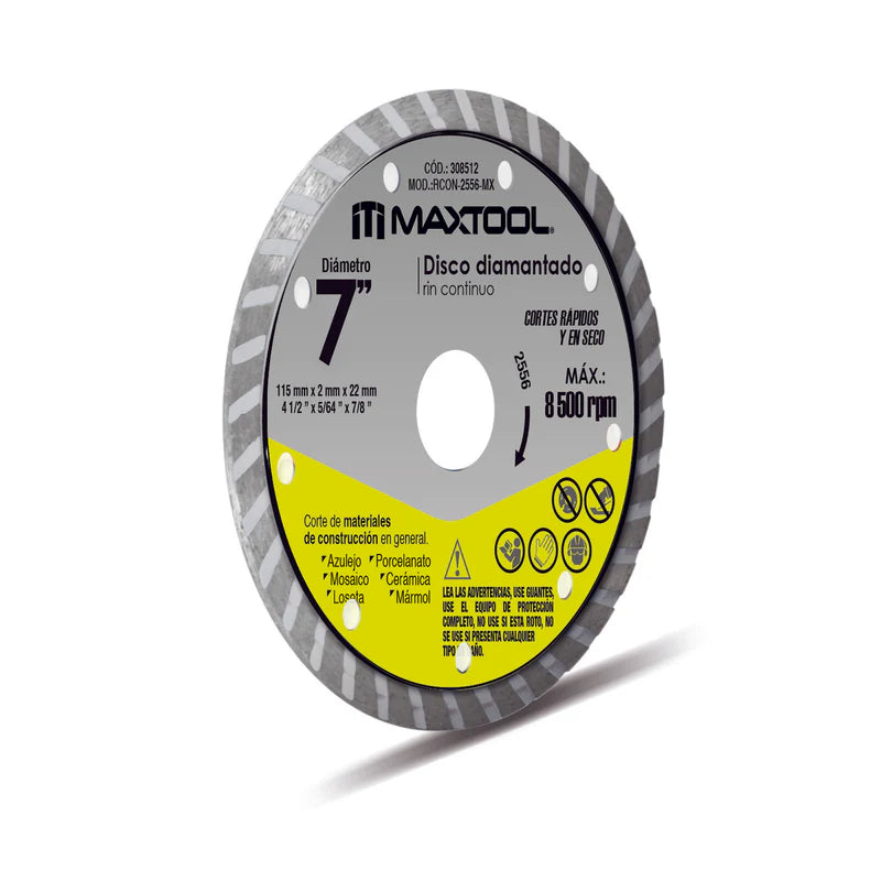 Disco Diamantado Rin Continuo 4 1/2" Maxtool Corte Fino
