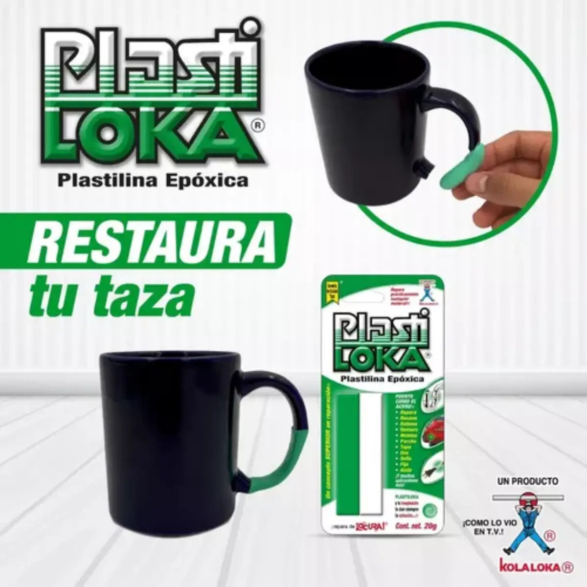 Caja 10 Plastilinas Epoxica Plasti Loka 20g Kola Loka - Kolaloka - vista lateral