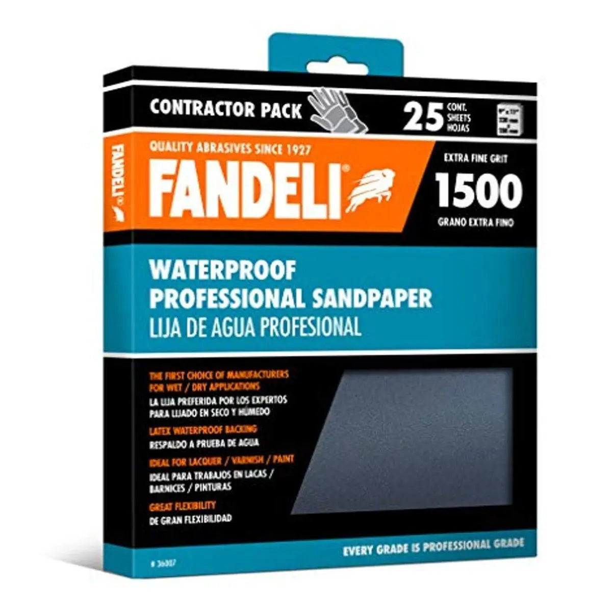 Kit 25 Hojas Lija Agua Grano Extra Fino 1500 9x11 Fandeli - Marchante MX
