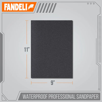 Kit 25 Hojas Lija Agua Grado 2000 9x11 Extra Fino Fandeli - Fandeli
