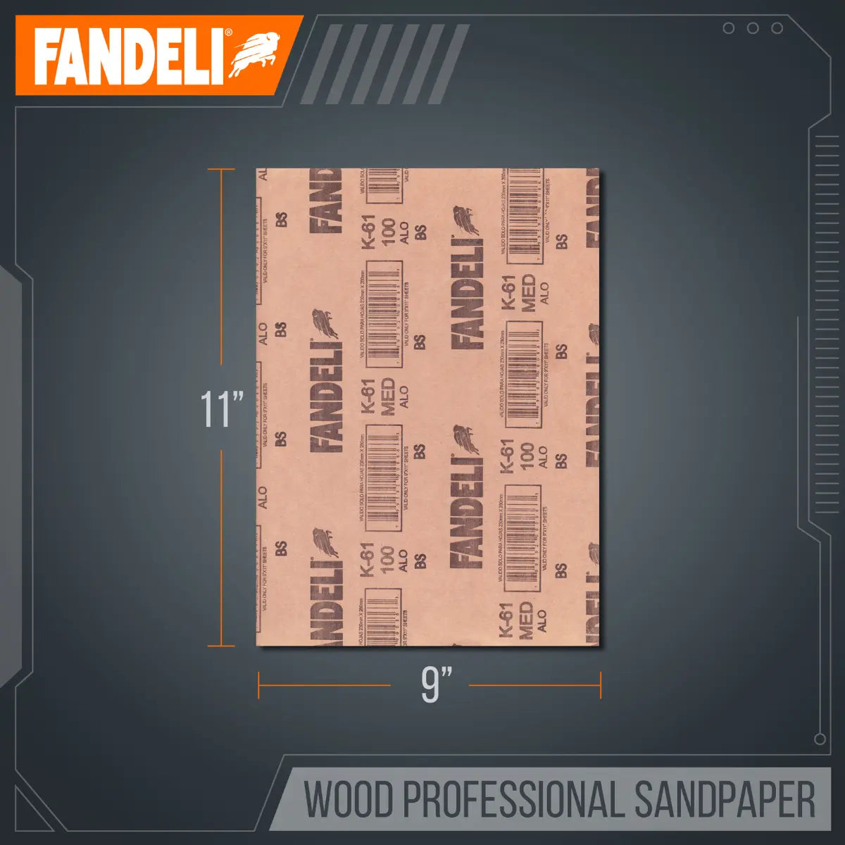 Kit 25 Hoja Lija Madera Profesional Grano Medio 9x11 Fandeli - Fandeli - empaque