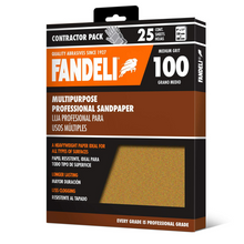 Kit 25 Lija Profesional Multiusos Grado 100 Medio Fandeli