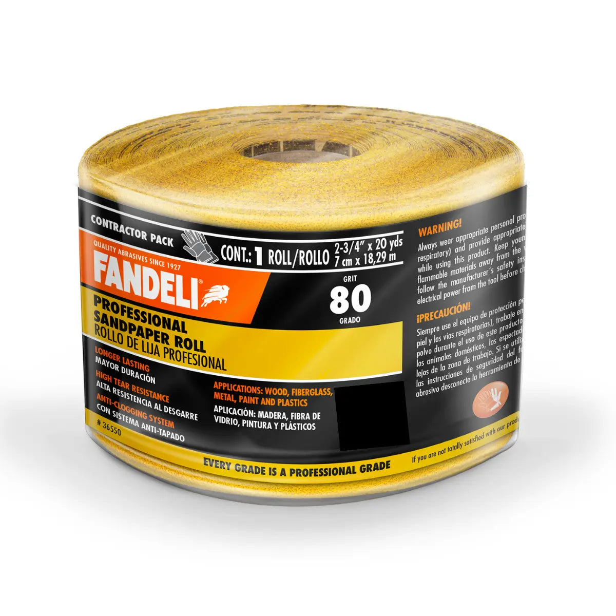 Rollo Lija Profesional Multiusos Grano 80 7cmx18m Fandeli - Marchante MX