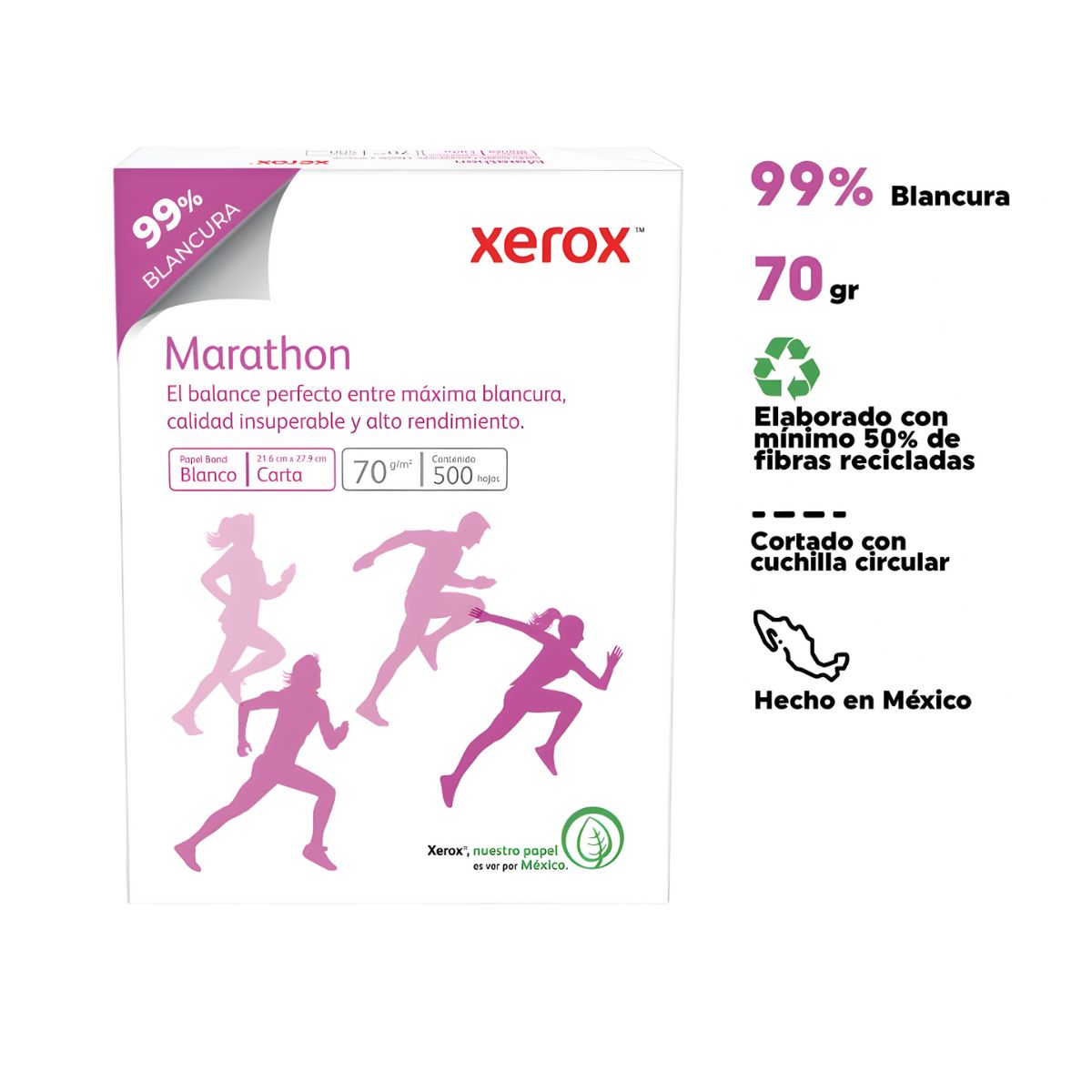 500 Hojas Xerox Marathon Papel Bond Tamaño Carta 70gr Blanco