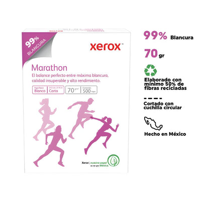 500 Hojas Xerox Marathon Papel Bond Tamaño Carta 70gr Blanco