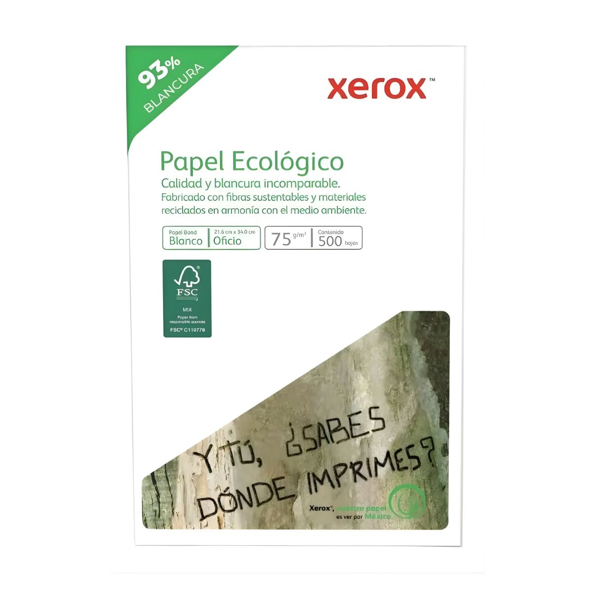 500 Hojas Papel Xerox Ecologico Tamaño Oficio Blancas