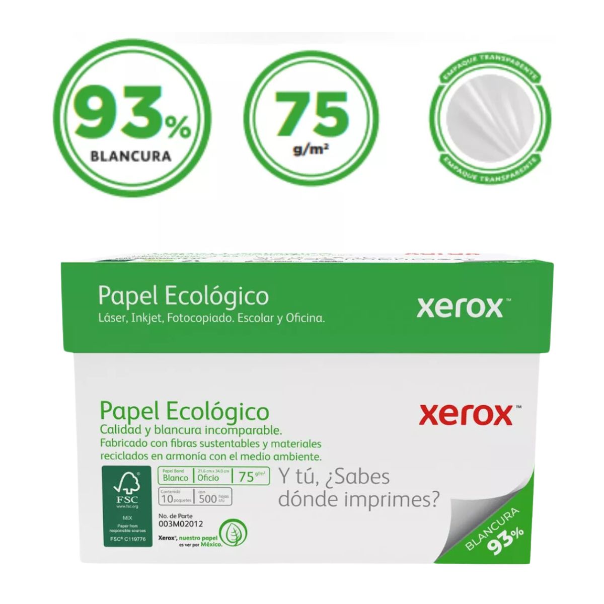 Caja Papel Xerox Ecologico Tamaño Oficio 5000 Hojas Blancas