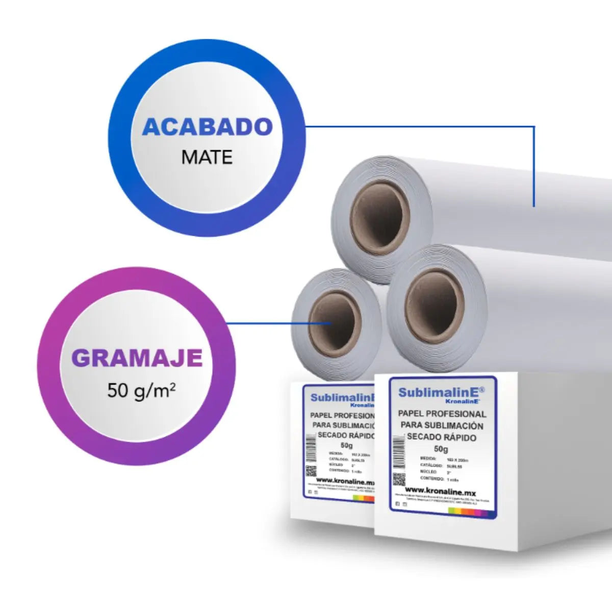 Papel Sublimacion Secado Rápido Kronaline Subl55 Profesional 1.62 x 200 m Kronaline