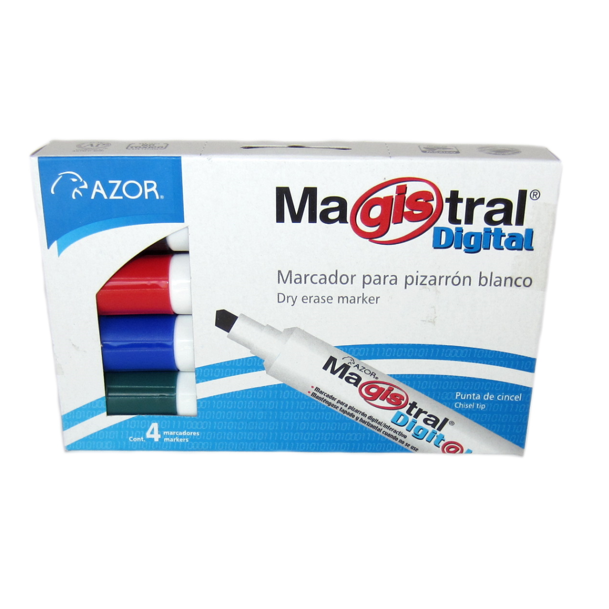 Marcadores Azor para Pizarrón Blanco 6mm Magistral Digital 4 Piezas