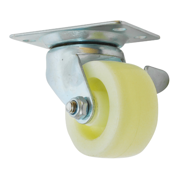 Rodaja de Polipropileno Blanca Giratoria con Freno de 2"