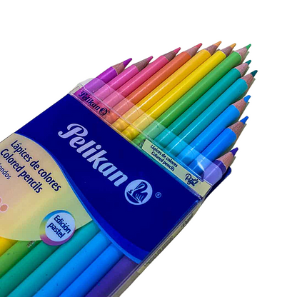 Lápices de Colores Pastel Redondos Largos 3.3mm Pelikan 12 Piezas