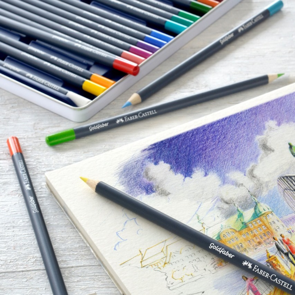 Lápices de Colores Acuarelables Faber Castell Profesional Goldfaber Aqua 12 Pz - MarchanteMX