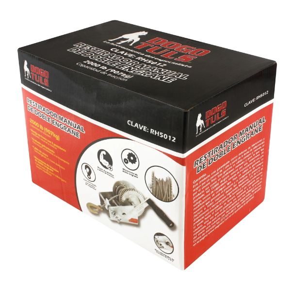 Restirador Doble Engrane 2000 lb con Cable de Acero Dogotuls