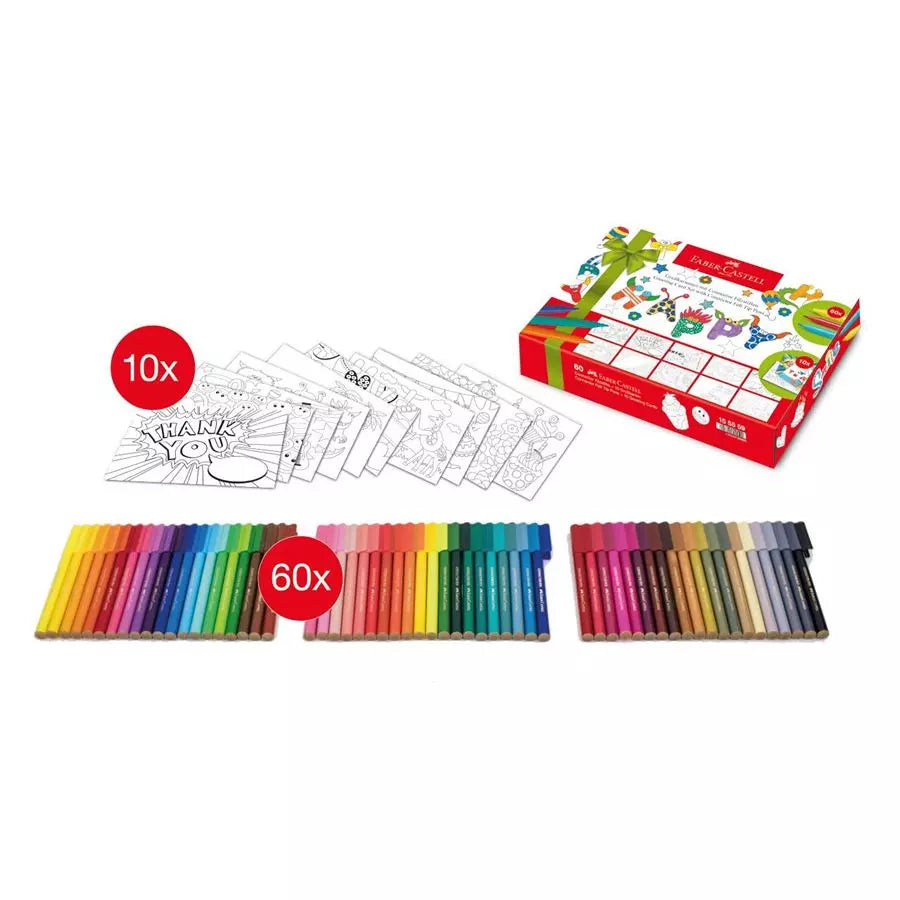 Rotuladores Faber Castell 60 Pz y 10 Tarjetas Felicitación - MarchanteMX