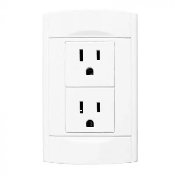 SANELEC, Contacto Doble Aterrizado, Línea Roma, Diseño Simple, Apagadores e Interruptores, Modelo 4445 - Sanelec - vista lateral
