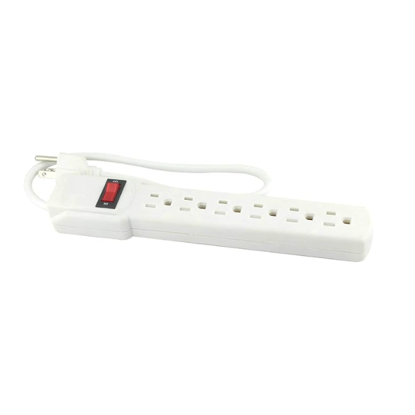 Multicontacto blanco 6 entradas con interruptor y protección Sanelec 8622