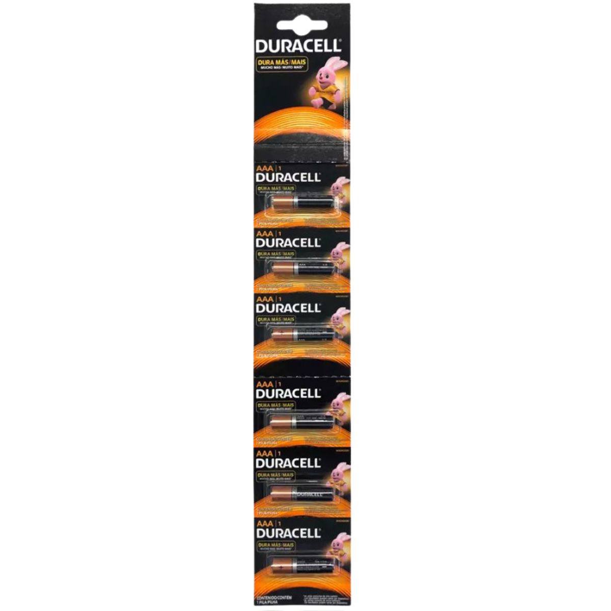 Tira de 6 pilas Duracell AAA Alcalinas