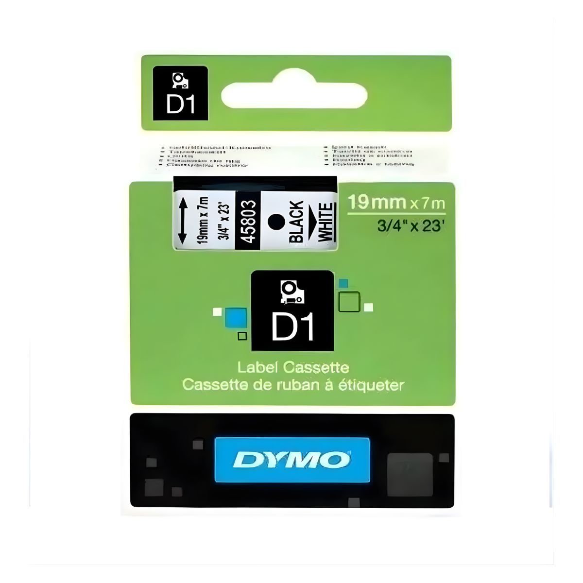 Cinta Blanca Tinta Negra 19mm x 7mts (3/4" x 23´) Dymo Rotulador