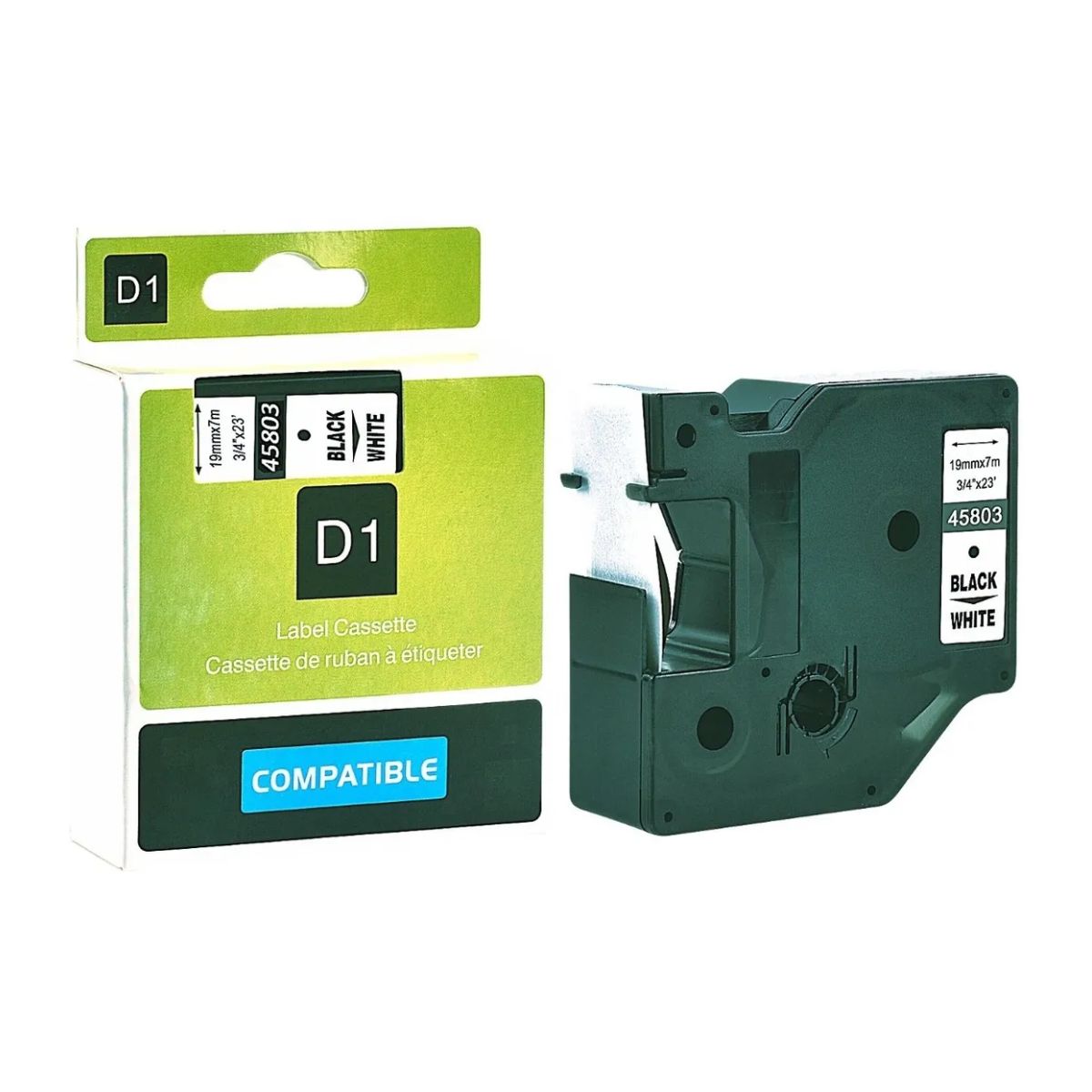 Cinta Blanca Tinta Negra 19mm x 7mts (3/4" x 23´) Dymo Rotulador