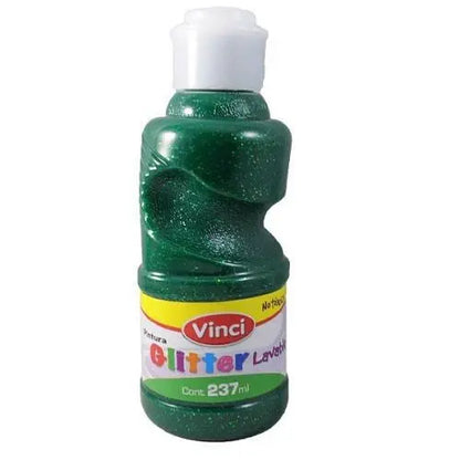 Pintura para Dedos Glitter Lavable Vinci Colores Surtidos 237ml Verde - vinci