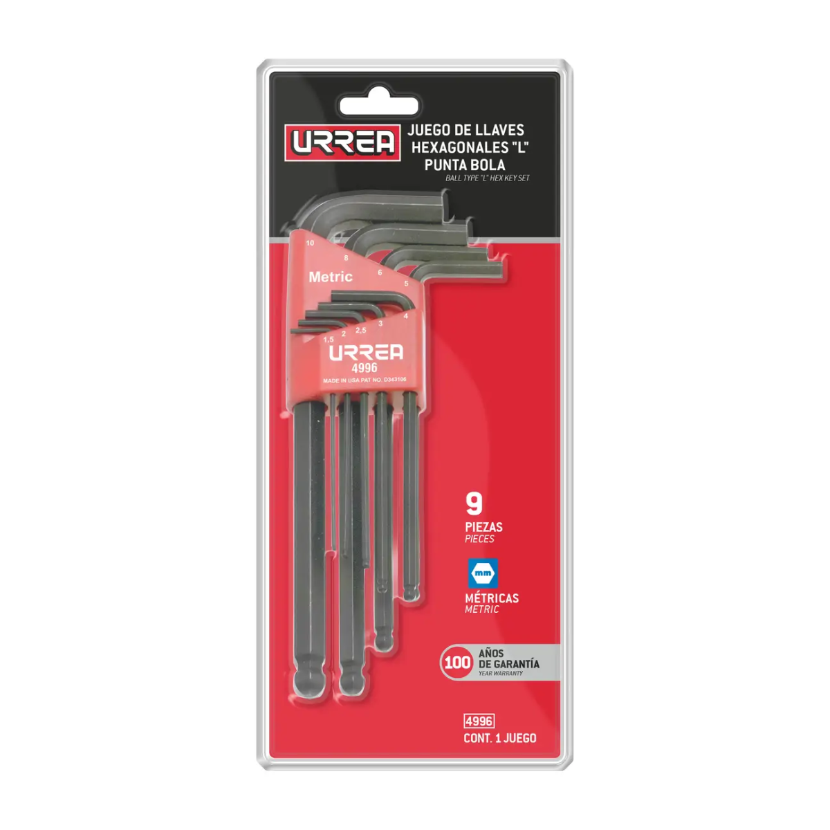 Juego Llaves Urrea Hexagonales "L" Punta Bola Métricas