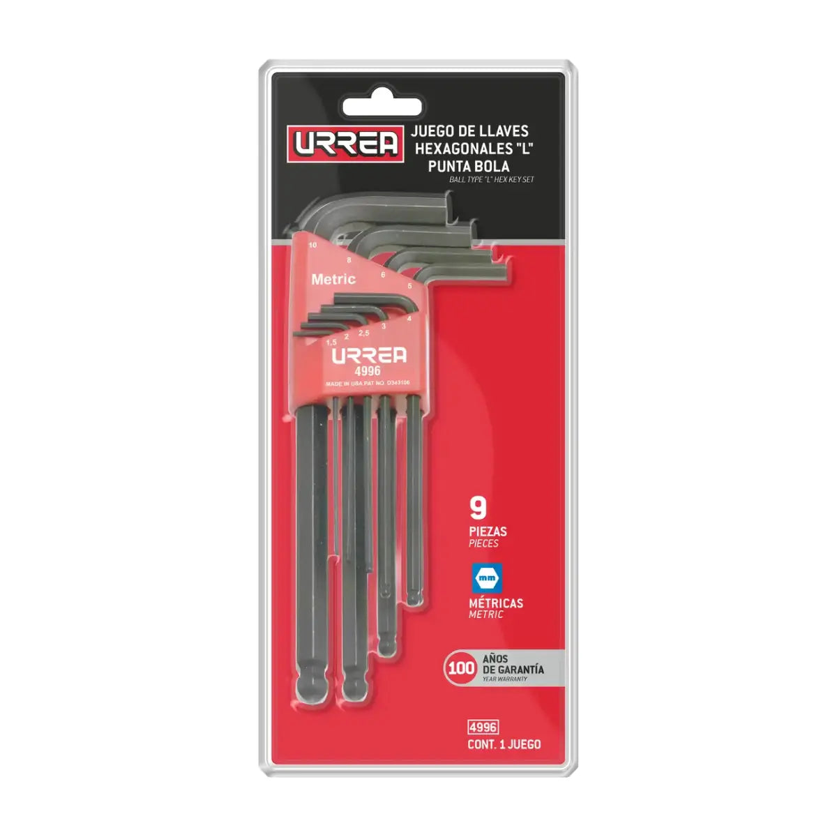 Juego Llaves Urrea Hexagonales "L" Punta Bola Métricas Urrea