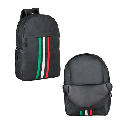 Mochila Negra Ajustable For Promotional Rayas Tricolor