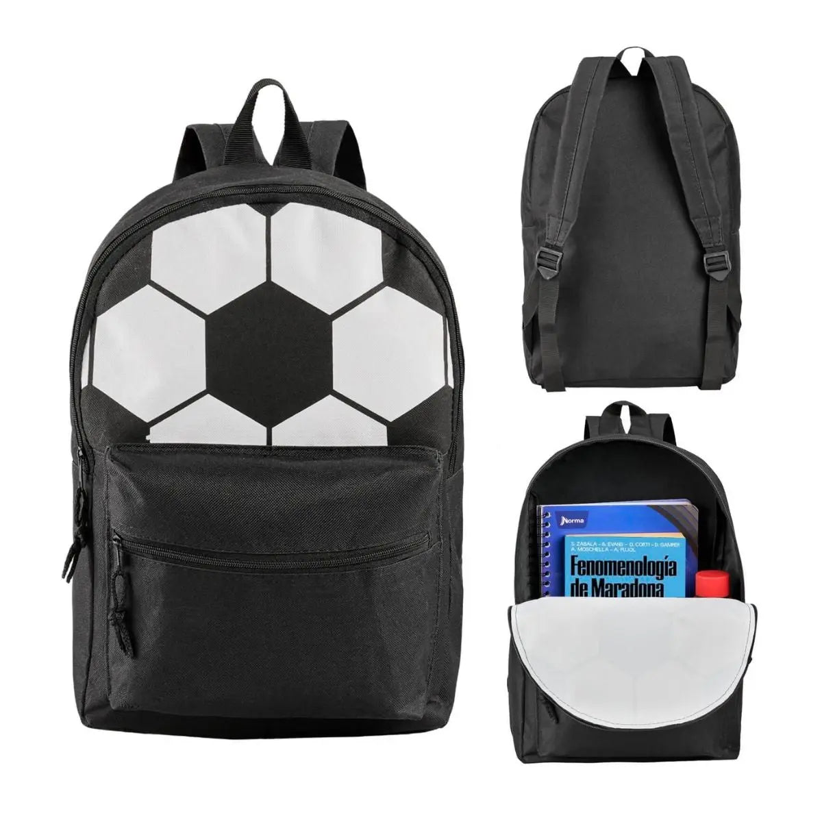 Mochila Negra Impresion Balon For Promotional Ajustable