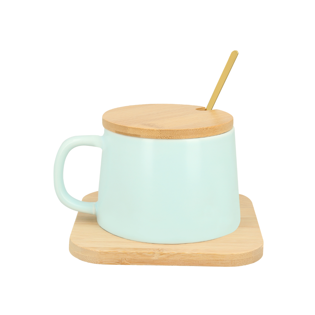 Taza Ceramica For Promotional 400ml Color Azul Cuchara Tapa For Promotional