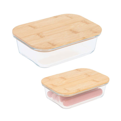 Contenedor Vidrio Tapa Bambu For Promtional 640ml Cocina