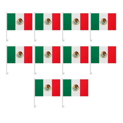 10pzs Bandera Mexico For Promotional p/ Auto Poliester