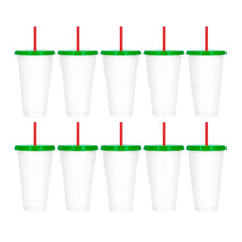 10pzs Vaso Plastico Tricolor For Promotional c/ Popote